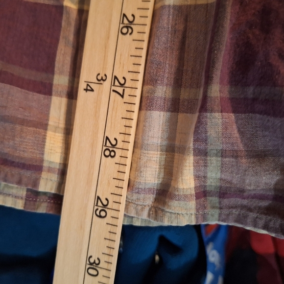 L.L. Bean Maroon and Beige Plaid Button Down Shirt - Picture 5 of 6